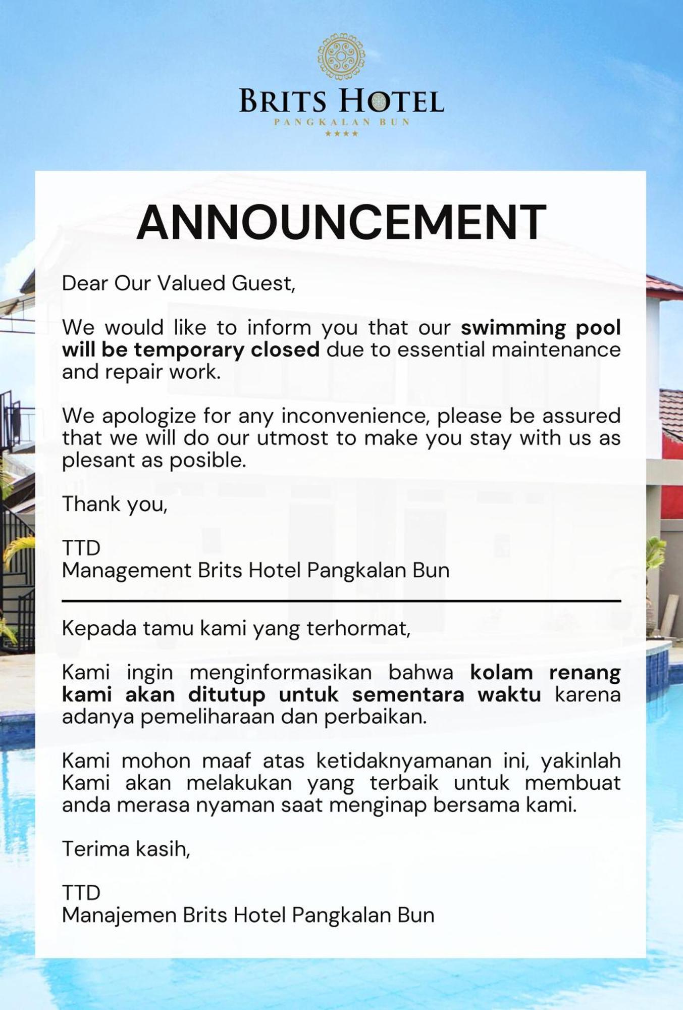 Brits Hotel Pangkalanbuun Extérieur photo